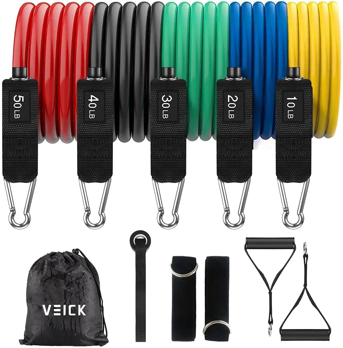 VEICK Resistance Bands Set – Full Body Home Gym Kit with Handles & Door Anchor