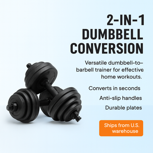 Adjustable Dumbbell Set – 2-in-1 Barbell Conversion Home Training Kit